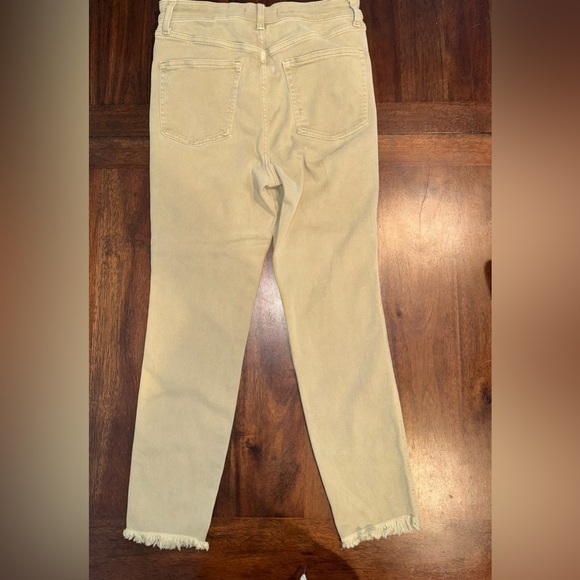 We The Free People Tan Distressed Raw Hems Jeans Size High Waisted Skinny 32 - Picture 8 of 10